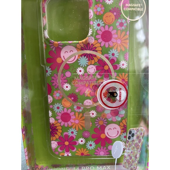 XO Poppy Phone Case  iPhone 14 Pro Max Multicolor Smiley Face Daisies Flower New - Picture 2 of 5